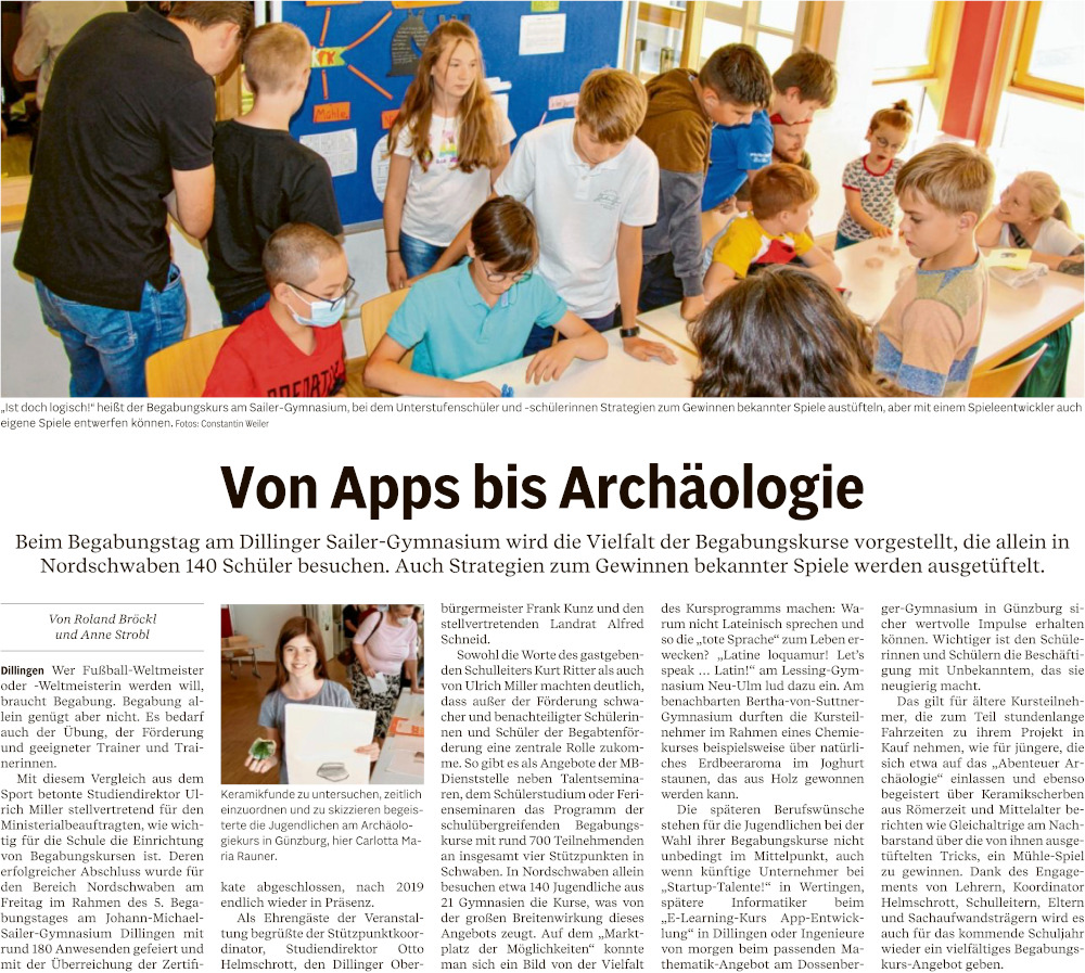 2022 07 13 Donau Zeitung Von Apps bis Archaeologie